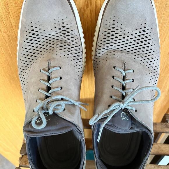 COLE HAAN Zero Grand 2.0, perforated leather gray Men's size 10 1/2 - Picture 3 of 9
